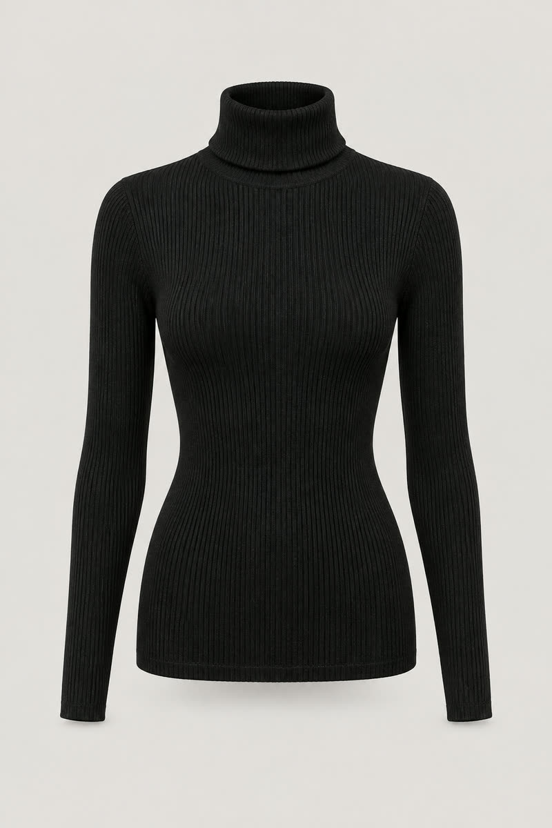 Women's Ribbed Thermal Turtleneck Top
